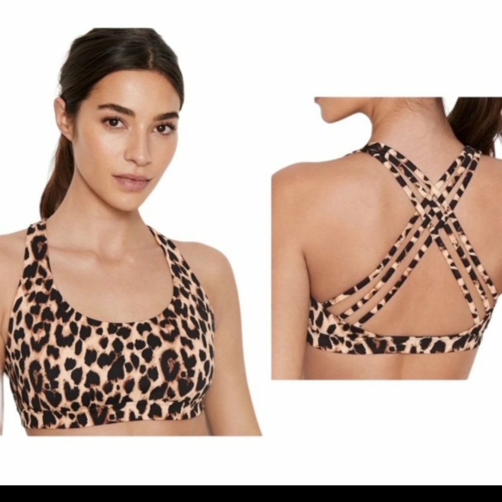 NWT VICTORIA'S SECRET Leopard Print Strappy Back Sports Bra - Medium
